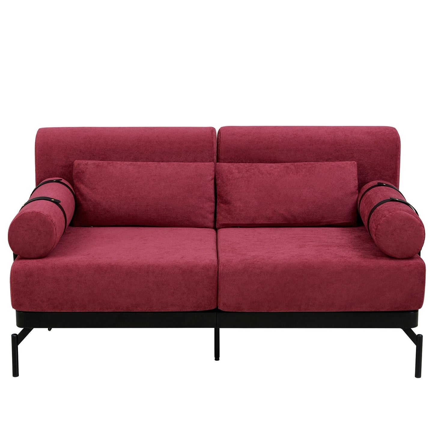 Canapé causeuse moderne en chenille de 59 po avec ports de chargement USB, accoudoirs cylindriques et capacité de charge de 440 lb