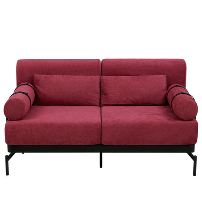 Canapé causeuse moderne en chenille de 59 po avec ports de chargement USB, accoudoirs cylindriques et capacité de charge de 440 lb
