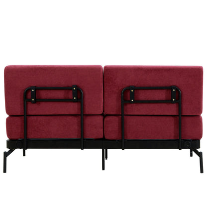 Canapé causeuse moderne en chenille de 59 po avec ports de chargement USB, accoudoirs cylindriques et capacité de charge de 440 lb