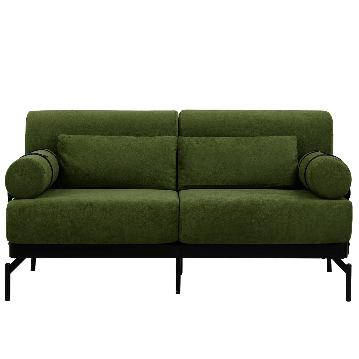 Canapé causeuse moderne en chenille de 59 po avec ports de chargement USB, accoudoirs cylindriques et capacité de charge de 440 lb