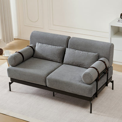 Canapé 2 places moderne avec ports USB flexibles et accoudoirs cylindriques