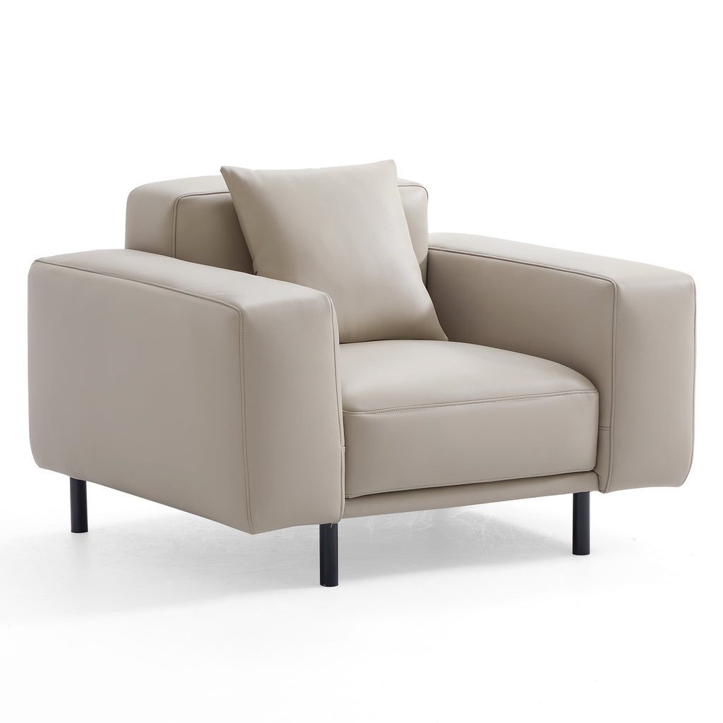 Fauteuil en cuir beige noble