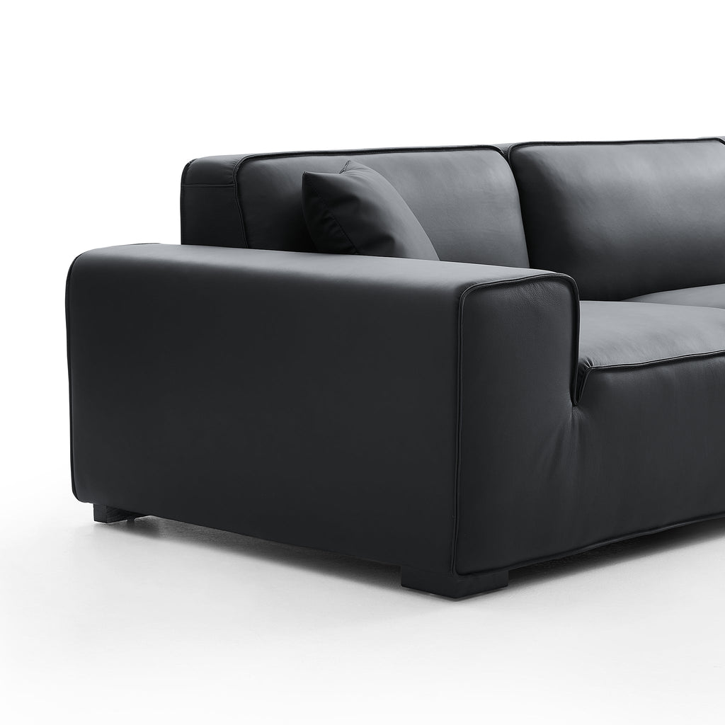 Domus Modular Black Leather Sectional Sofa