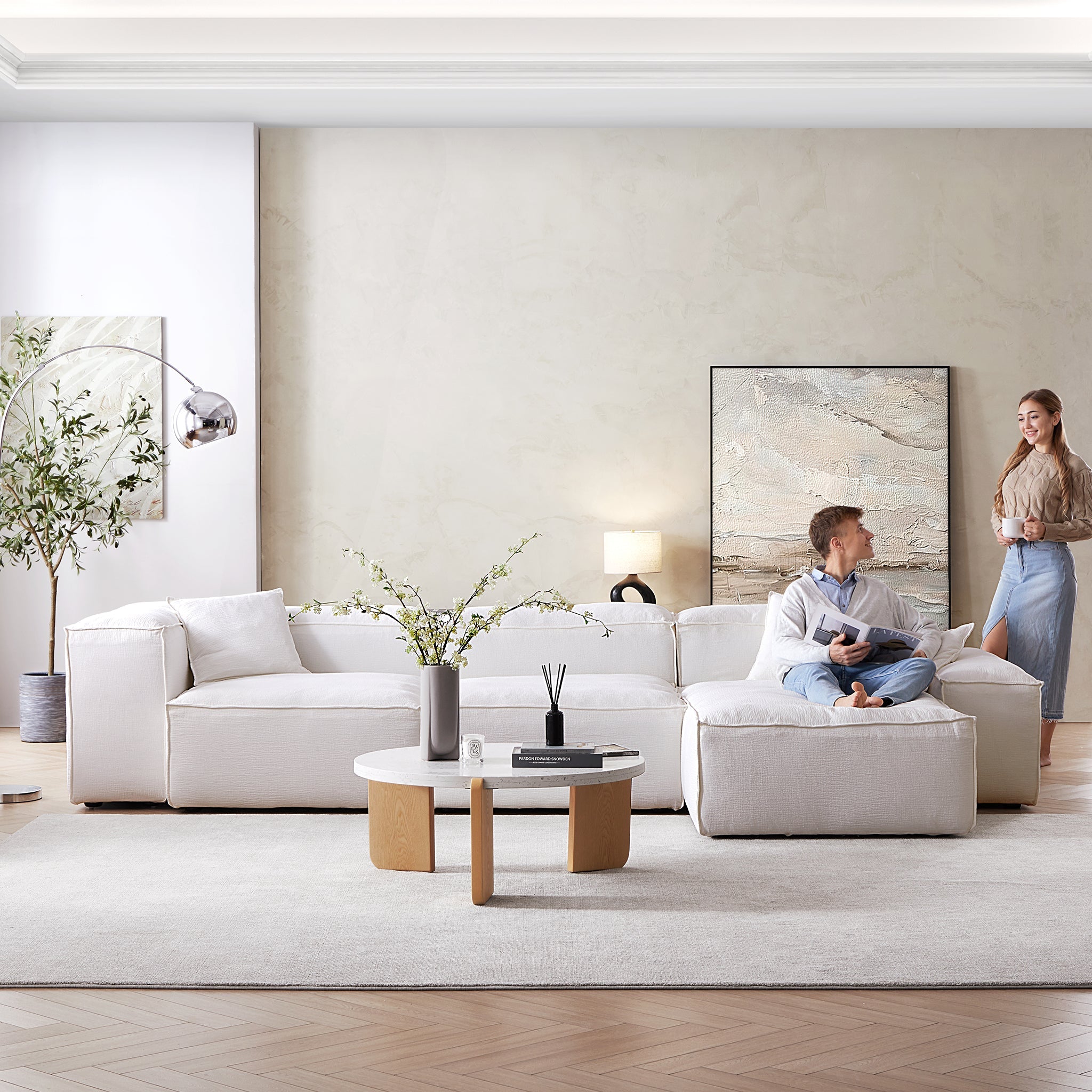 Canapé sectionnel modulaire blanc Freedom