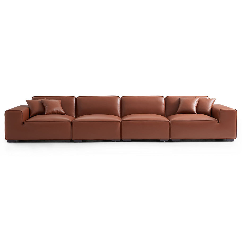Domus Modular Beige Leather Sofa