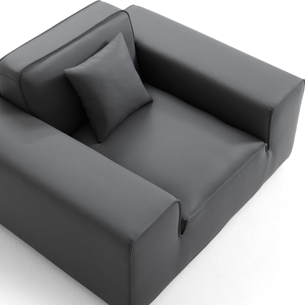Domus Modular Black Leather Armchair