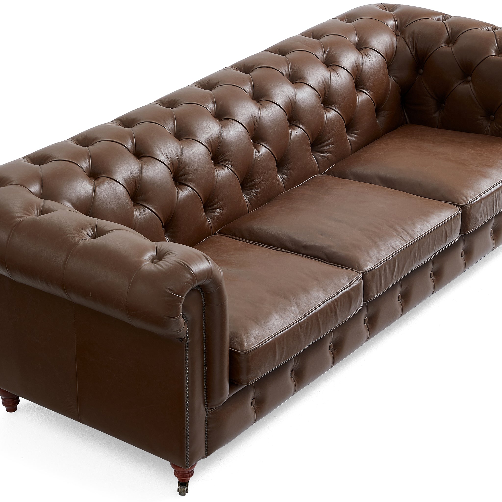 Durango Chesterfield Brown Top Grain Leather Tufted Sofa
