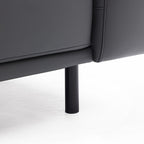 Ensemble canapé et pouf en cuir beige noble