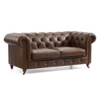 Durango Chesterfield Brown Top Grain Leather Tufted Sofa