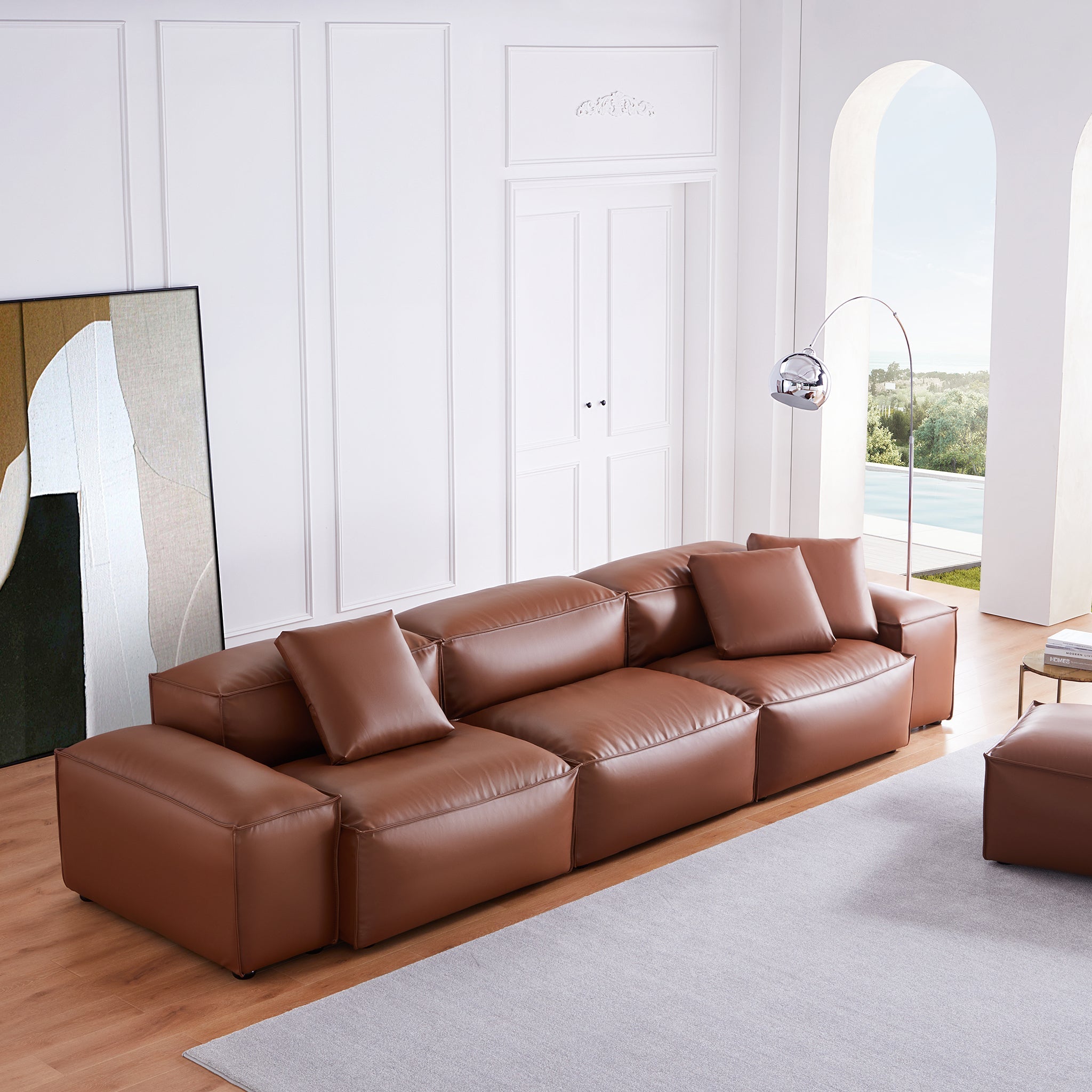 Cube Modular Dark Gray Genuine Leather Sofa