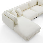 Vanilla Black Leather U-Shaped Sectional