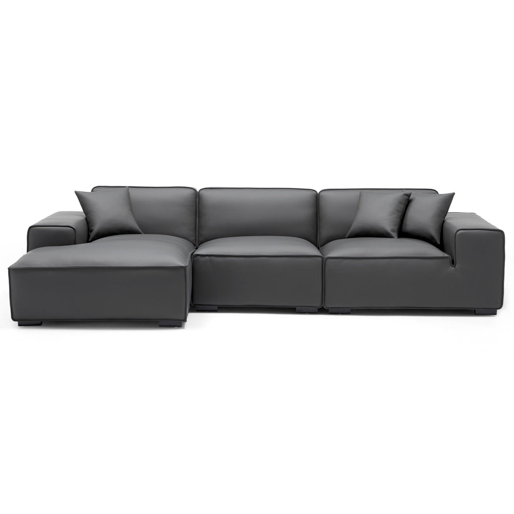 Domus Modular Black Leather Sectional Sofa