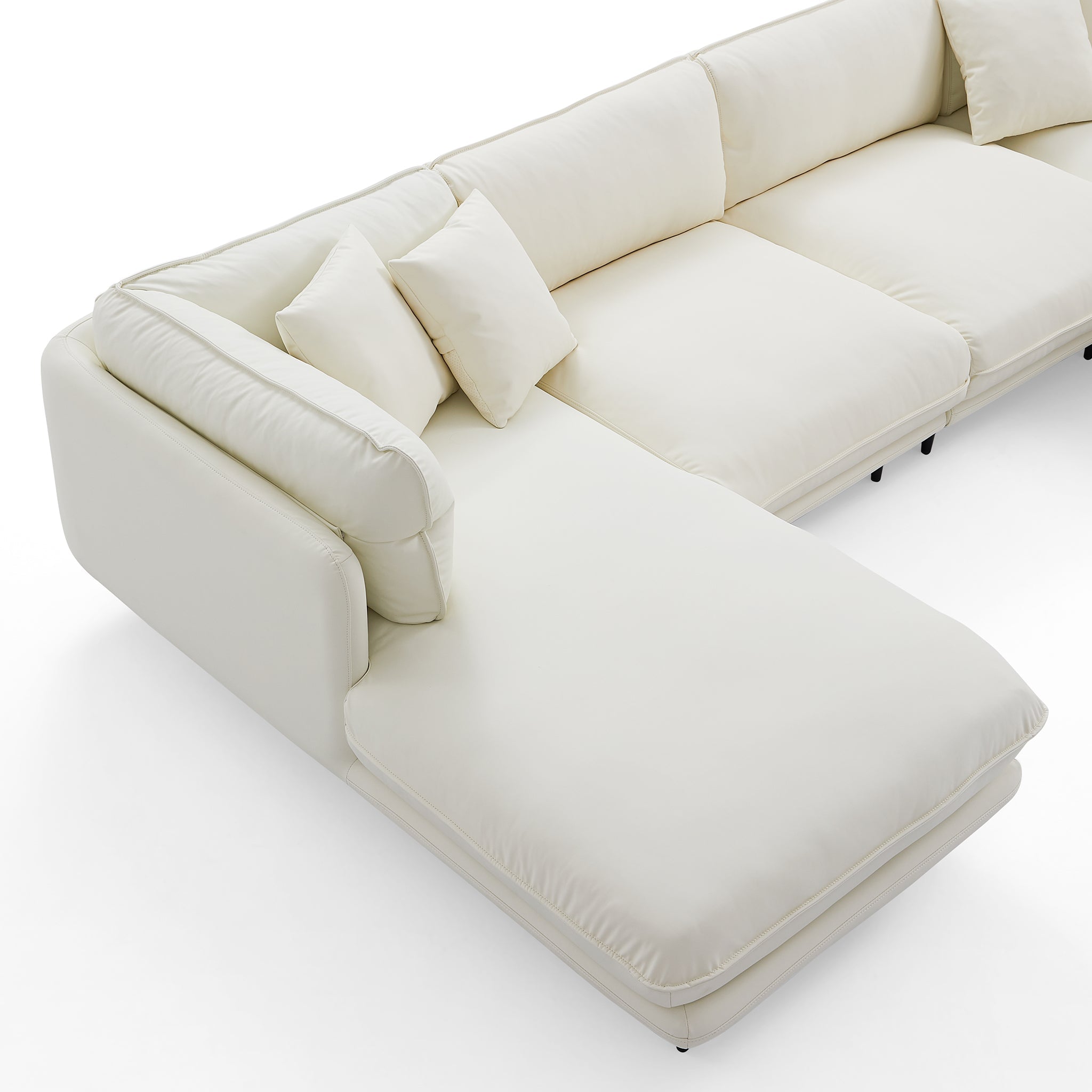 Vanilla White Leather U-Shaped Sectional