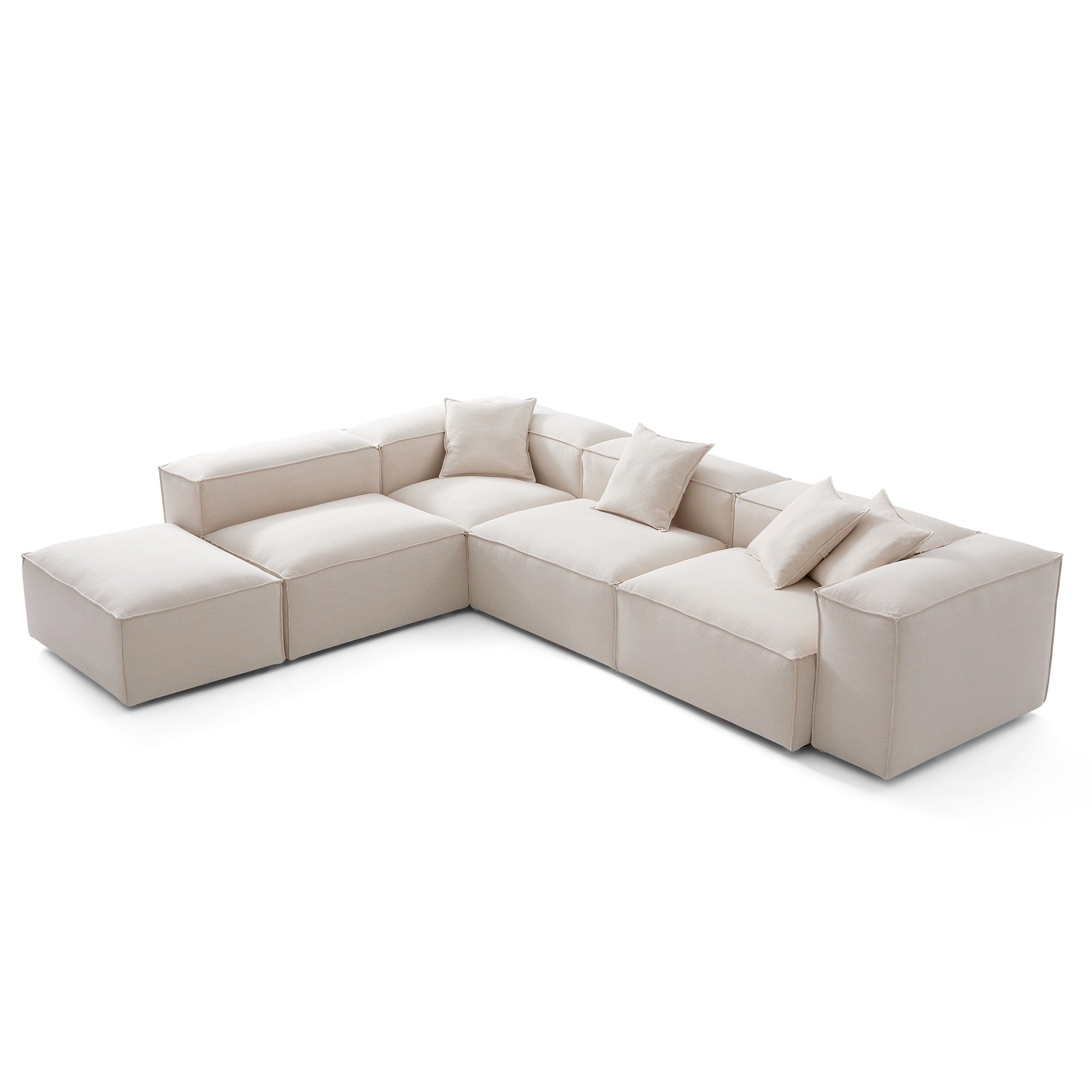 Canapé modulable blanc en L et pouf Freedom