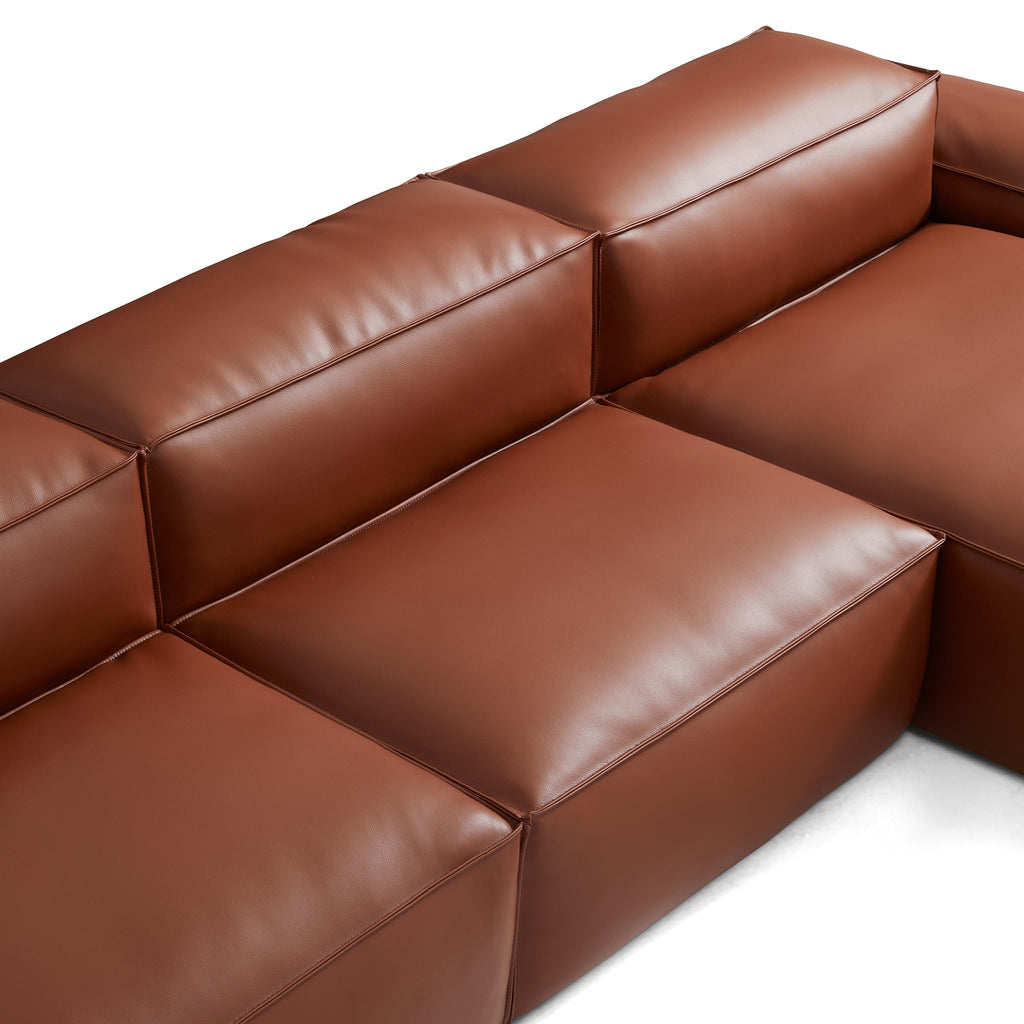 Cube Modular Black Genuine Leather U-Shaped Sectional