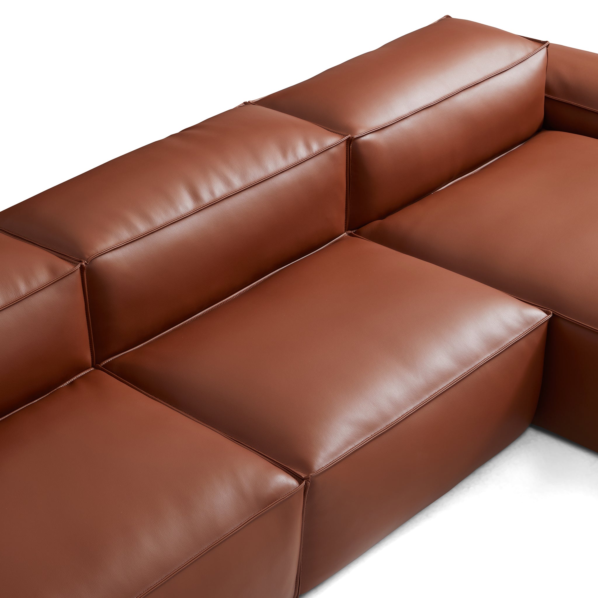 Cube Modular Black Genuine Leather U-Shaped Sectional
