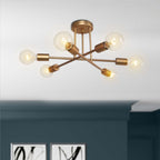 Plafonnier semi-encastré moderne en métal Sputnik de 6 lumières, 23,62 po