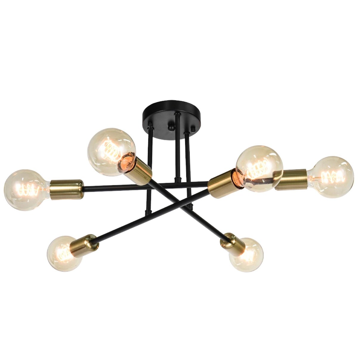 Plafonnier semi-encastré moderne en métal Sputnik de 6 lumières, 23,62 po