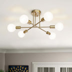 Plafonnier semi-encastré moderne en métal Sputnik de 6 lumières, 23,62 po