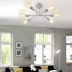 Plafonnier semi-encastré moderne en métal Sputnik de 6 lumières, 23,62 po