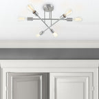 Plafonnier semi-encastré moderne en métal Sputnik de 6 lumières, 23,62 po