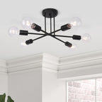 Plafonnier semi-encastré moderne en métal noir Sputnik à 6 lampes