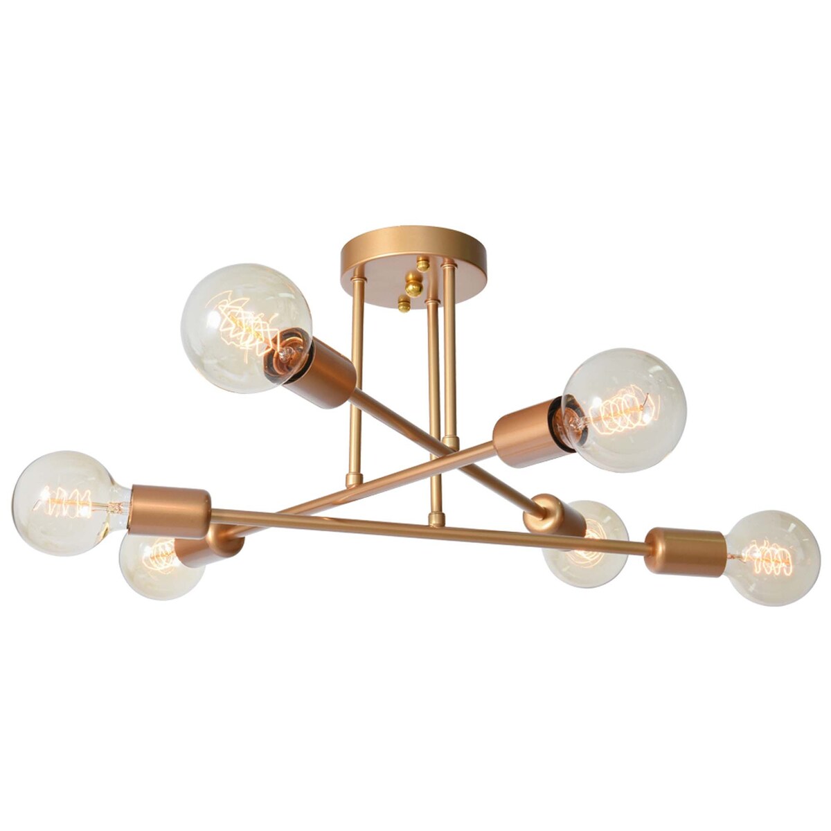 Plafonnier semi-encastré moderne en métal Sputnik de 6 lumières, 23,62 po