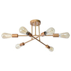 Plafonnier semi-encastré moderne en métal Sputnik de 6 lumières, 23,62 po