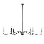 Lustre minimaliste à 6 lumières de 64 pouces, noir mat, or et chrome - N/A