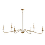 Lustre minimaliste à 6 lumières de 64 pouces, noir mat, or et chrome - N/A