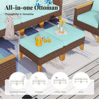 Ensemble de 6 à 11 pièces de canapés d'extérieur en osier, style demi-lune, avec grands sièges et table pour foyer