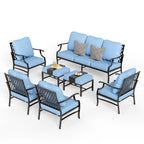 Ensemble de salon de jardin MAISON ARTS 6/7 pièces, canapé avec 2/4 chaises simples, 1 canapé 3 places et table basse/poufs
