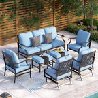 Ensemble de salon de jardin MAISON ARTS 6/7 pièces, canapé avec 2/4 chaises simples, 1 canapé 3 places et table basse/poufs