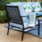 Ensemble de salon de jardin MAISON ARTS 6/7 pièces, canapé avec 2/4 chaises simples, 1 canapé 3 places et table basse/poufs