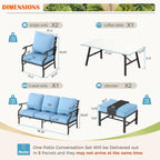 Ensemble de salon de jardin MAISON ARTS 6/7 pièces, canapé avec 2/4 chaises simples, 1 canapé 3 places et table basse/poufs