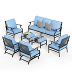 Ensemble de salon de jardin MAISON ARTS 6/7 pièces, canapé avec 2/4 chaises simples, 1 canapé 3 places et table basse/poufs