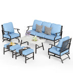Ensemble de salon de jardin MAISON ARTS 6/7 pièces, canapé avec 2/4 chaises simples, 1 canapé 3 places et table basse/poufs