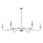 Lustre minimaliste à 6 lumières de 64 pouces, noir mat, or et chrome - N/A