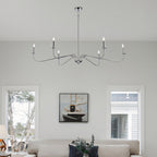 Lustre minimaliste à 6 lumières de 64 pouces, noir mat, or et chrome - N/A