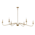 Lustre minimaliste à 6 lumières de 64 pouces, noir mat, or et chrome - N/A