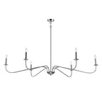 Lustre minimaliste à 6 lumières de 64 pouces, noir mat, or et chrome - N/A