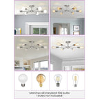 Plafonnier semi-encastré linéaire Sputnik industriel moderne à 6 lampes, à intensité variable
