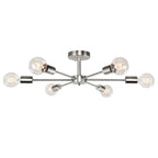 Plafonnier semi-encastré linéaire Sputnik industriel moderne à 6 lampes, à intensité variable