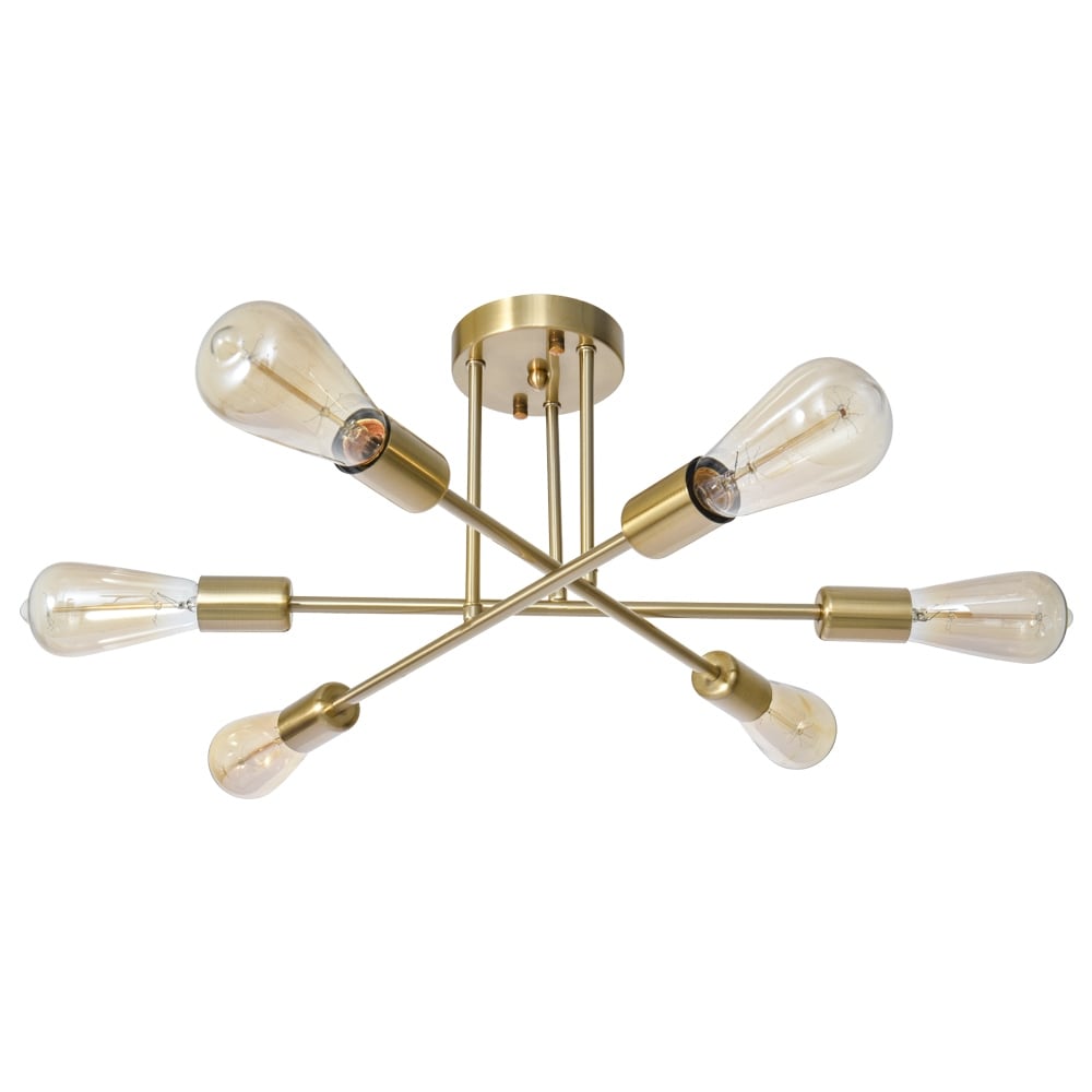 Plafonnier semi-encastré moderne industriel linéaire à 6 lumières de style branche Spoutnik