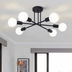 Plafonnier semi-encastré moderne industriel linéaire à 6 lumières de style branche Spoutnik