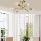 Plafonnier semi-encastré moderne industriel linéaire à 6 lumières de style branche Spoutnik