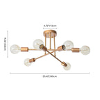 Plafonnier semi-encastré moderne industriel linéaire à 6 lumières de style branche Spoutnik