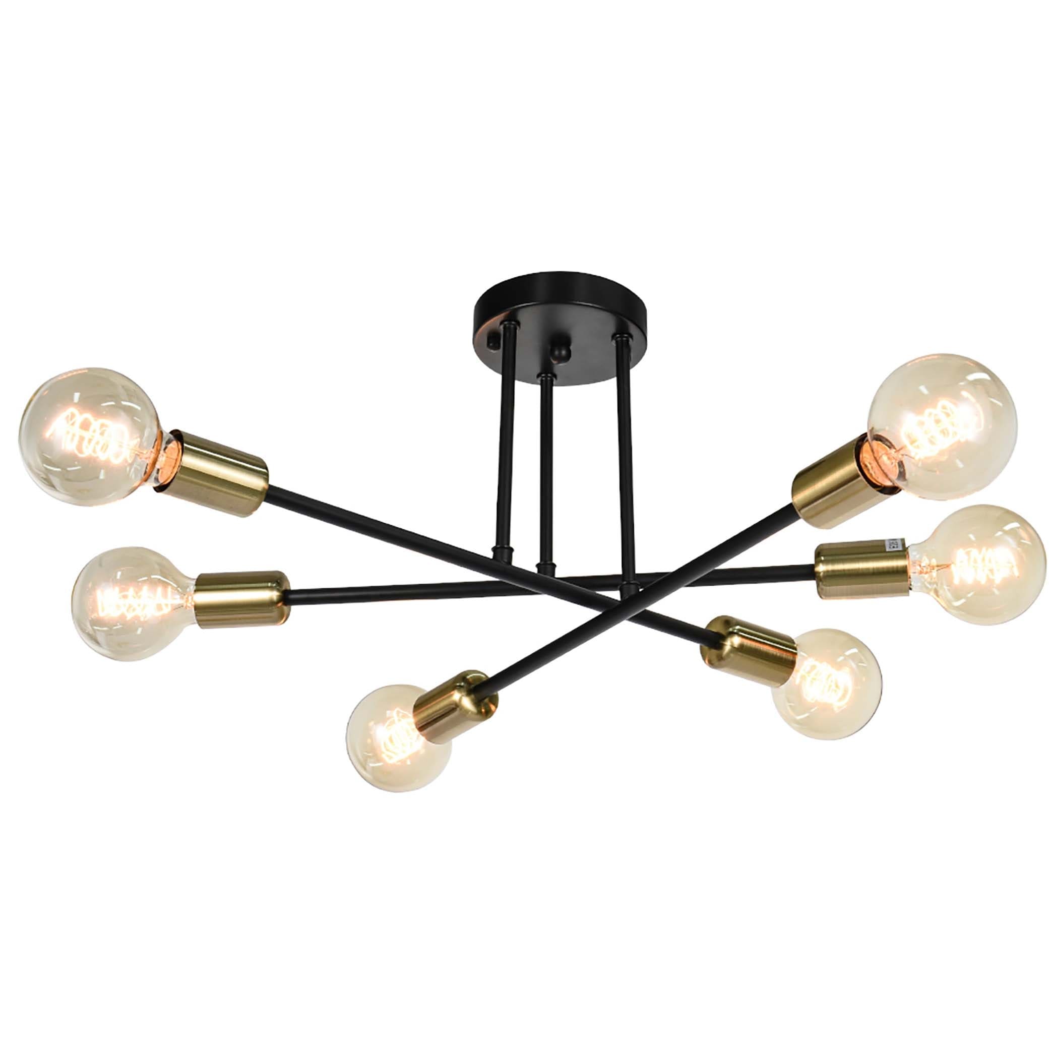Plafonnier semi-encastré moderne industriel linéaire à 6 lumières de style branche Spoutnik