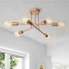 Plafonnier semi-encastré moderne industriel linéaire à 6 lumières de style branche Spoutnik
