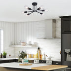 Plafonnier semi-encastré moderne industriel linéaire à 6 lumières de style branche Spoutnik